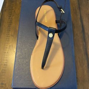 Cole Haan Flora Thong Black Leather Brand New!